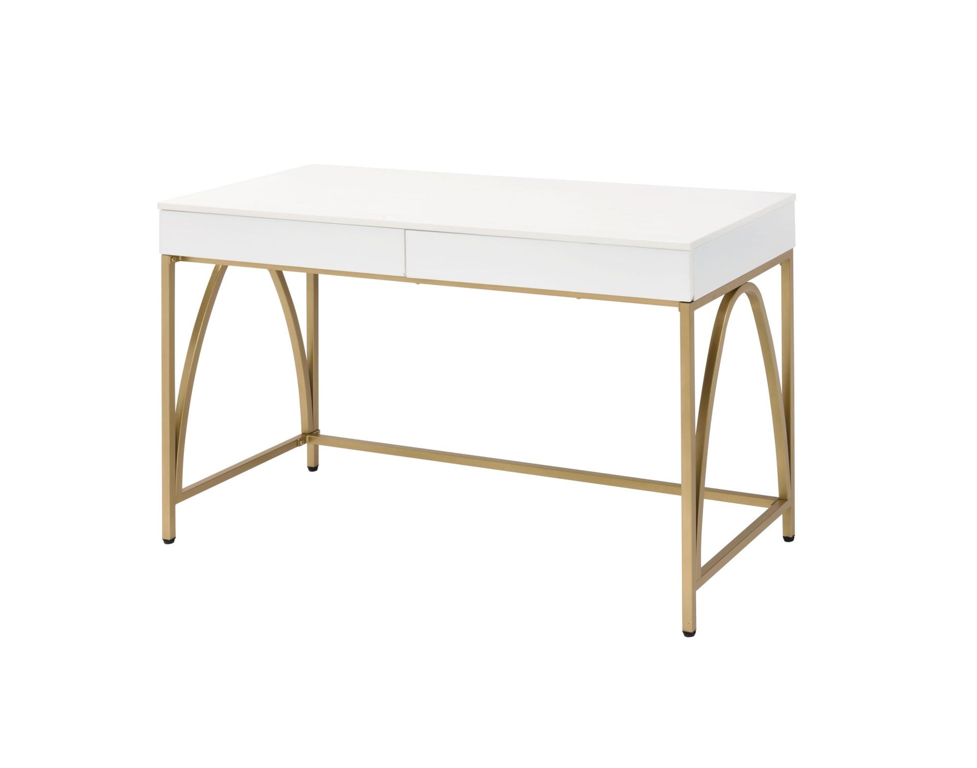 Lightmane Desk; White High Gloss & Gold YJ