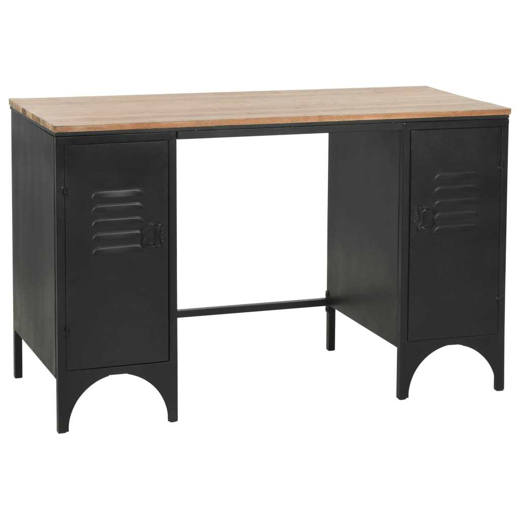 Double Pedestal Desk Solid Firwood and Steel 47.2"x19.7"x29.9"