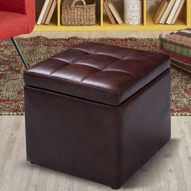 16 Inch Ottoman Pouffe Storage Box Lounge Seat Footstools