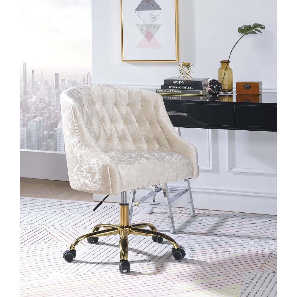 Levian Office Chair in Vintage Cream Velvet & Gold YJ