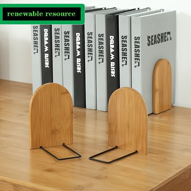 Renewable Bamboo Book Stand: Simple Log Texture Desk Decor for Office & School Storage