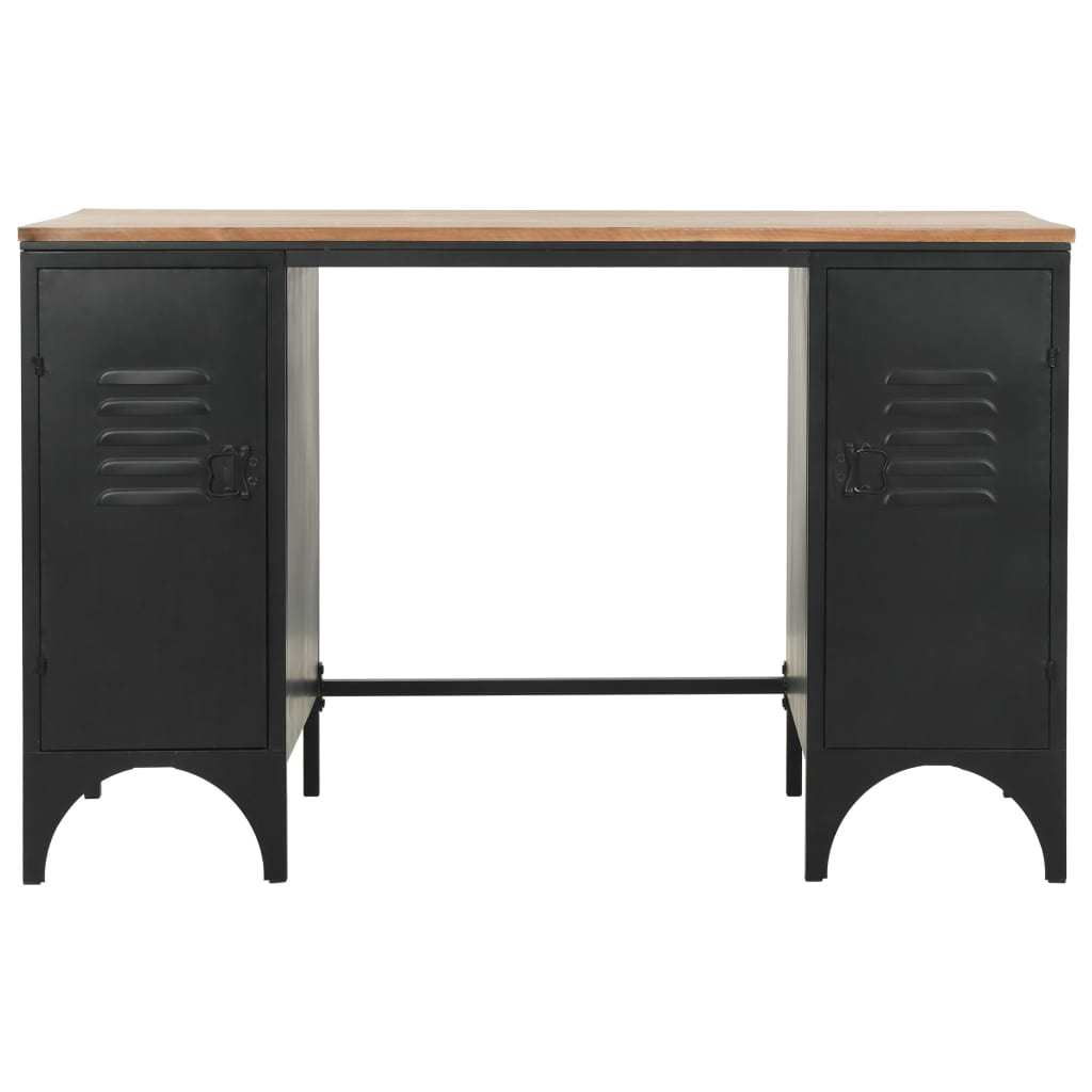 Double Pedestal Desk Solid Firwood and Steel 47.2"x19.7"x29.9"