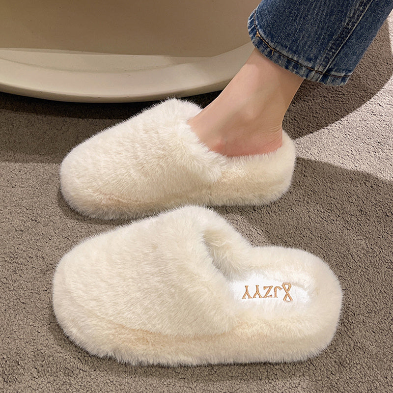 Closed Toe Furry Work Slippers for Women Comfortable Platform Style