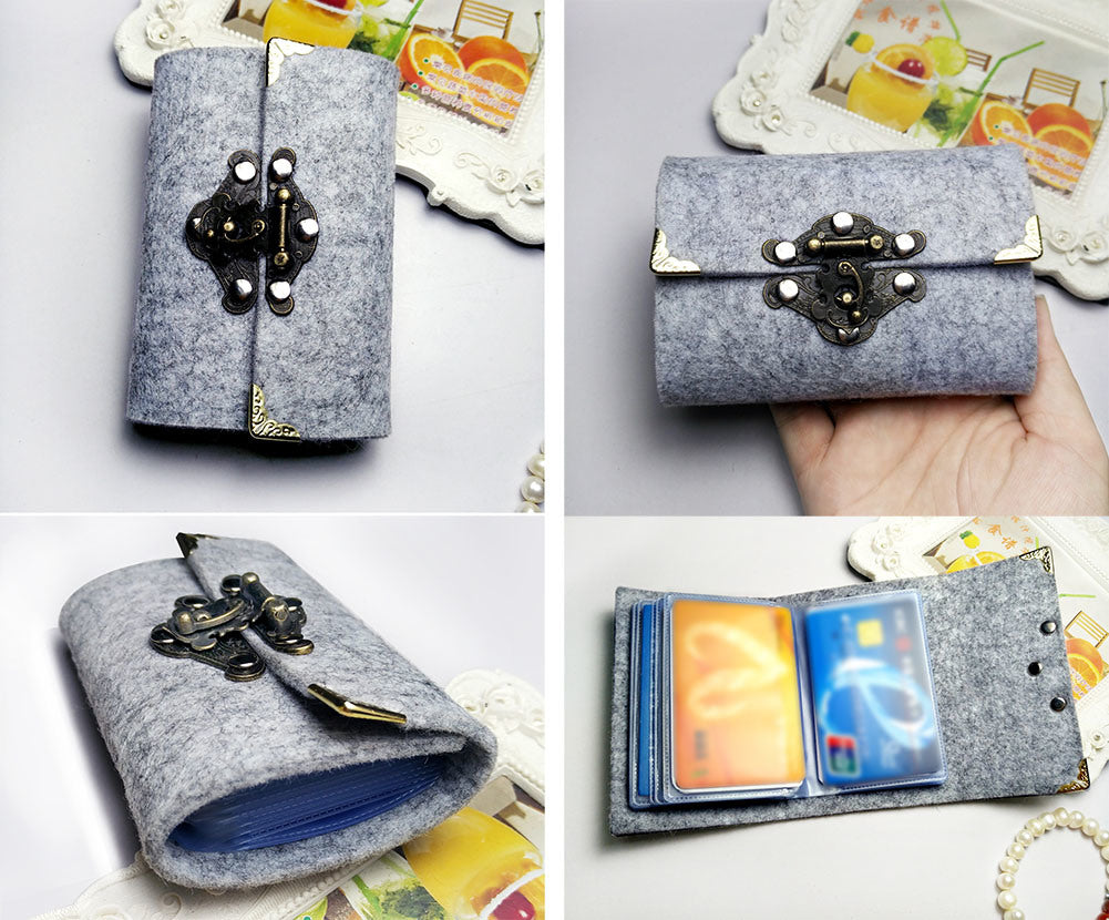 Portable Classic Business Card Holder Credit Card Name Card Organizer for Elegent Ladies, Grey